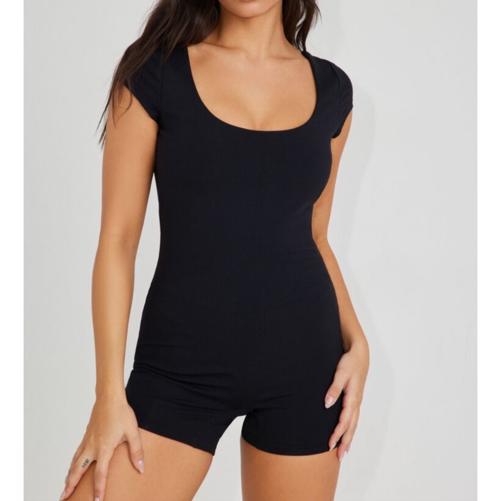 Garage Nikki Open Back Romper Black‎ Shorts Runsie